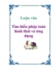 Đề tài tốt nghiệp: Tìm hiểu phép toán hình thái và ứng dụng