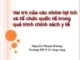 Vai trò của các nhóm lợi ích và tổ chức quốc tế trong quá trình chính sách y tế