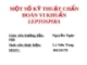 MỘT SỐ KỸ THUẬT CHẨN ĐOÁN VI KHUẨN LEPTOSPIRA
