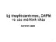 Bài giảng Phân tích và đầu tư chứng khoán: Lý thuyết danh mục, CAPM và các mô hình khác - Lê Văn Lâm